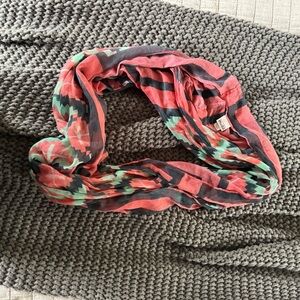 Mudd Vibrant Floral Infinity Scarf - Coral and Mint